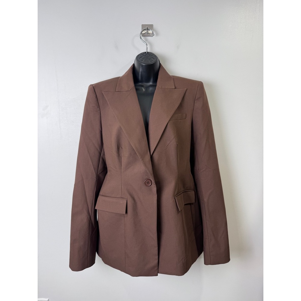 NWT Naked Wardrobe Women Chocolate Blazer Single Button Peak Lapel Size XL